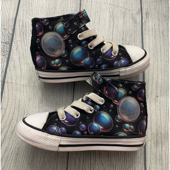 Bubbles Converse All Stars Boy Girl Toddler High Tops Shoes, Size 7 - Picture 1 of 6